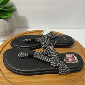 Sanuk Yoga Sling 2 Black Flip Flop Women's 8 Wrap Tie Comfy Boho Thong Sandals